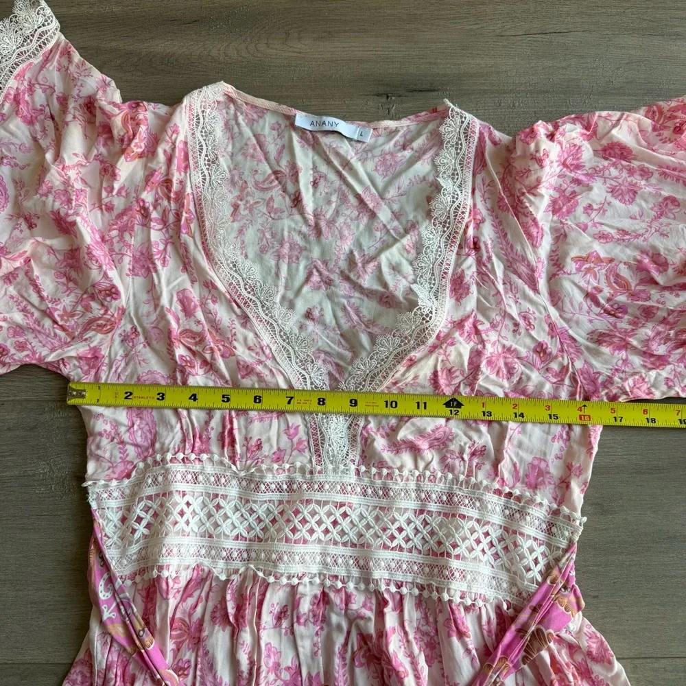ANANY pink and white floral maxi dress - size large - Picture 4 of 5